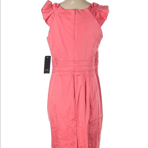 AK Anne Klein stretch ruffle sleeve dress NWT 8 US Coral - Picture 2 of 4